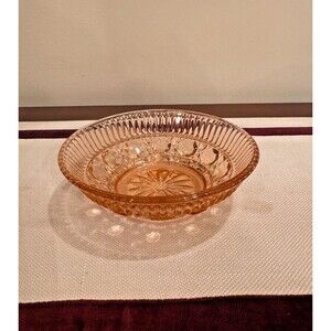 Vintage, Indiana Glass Windsor, Peach Ballard Pattern Depression Glass Bowl